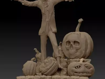 Scarecrow Kicking Pumpkin  3D print model