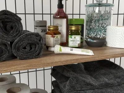 iron trolley with bathroom accessories 3D model