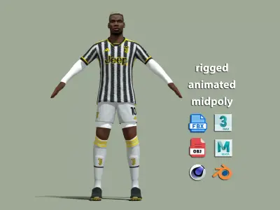 T-Pose Rigged Paul Pogba Juventus 3D model