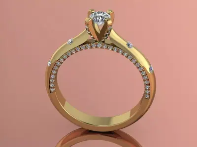 Elegant Diamond Ring Jewelry Gold  3D print model
