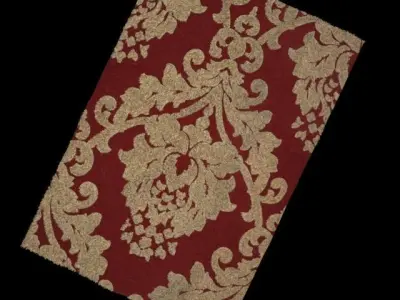 carpet gold damask rug Free 3D model