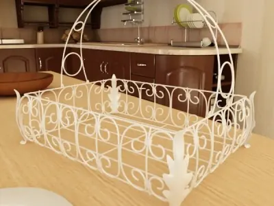 Fancy Metal Fruit Basket 08 3D model