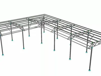 Carport structure of steel frame 3D model