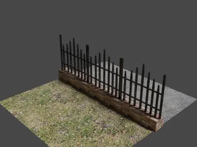 Urban Fence Low-poly 3D model