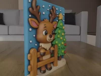 Cute Reindeer Christmas Tree Decor STL 3D print model