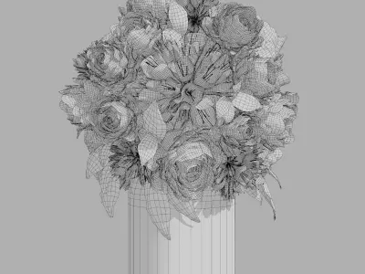 Bouquet of flowers peonies in a vase 3D model