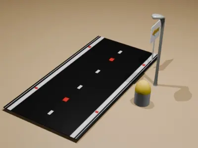 3d model Road light setup direction sider  Low-poly 3D model