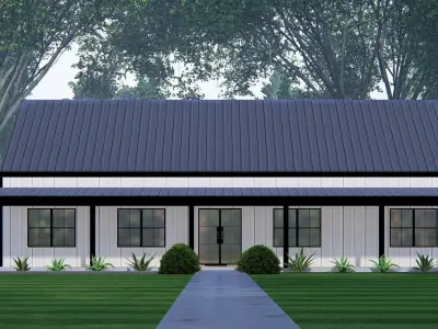 Contemporary Barndominium Home Design Combining Barn 3D model