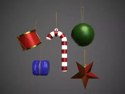 Christmas Ornamentals Tree Decorations Low-poly 3D model