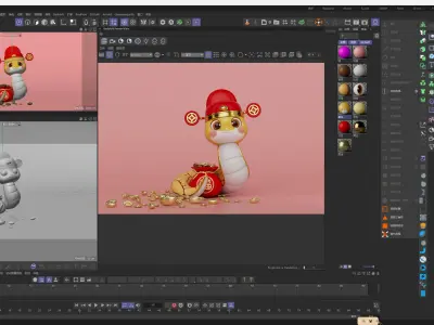 Snake Year IP Cute Q-version Snake Chinese Zodiac Snake 3D model