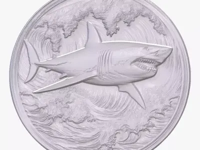 Great White Shark 4 basrelief for 3D printing 3D print model