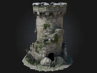 Stone Watchtower Timeless Sentinel of the Highlands 3D model