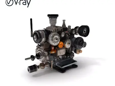 Industrial Engine Gear Model Pack Low-poly 3D model
