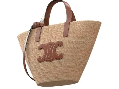 Celine Triomphe Classic Pannier Basket Bag in Raffia Low-poly 3D model