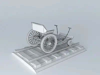 Draisine wooden carriage on tracks Free 3D model
