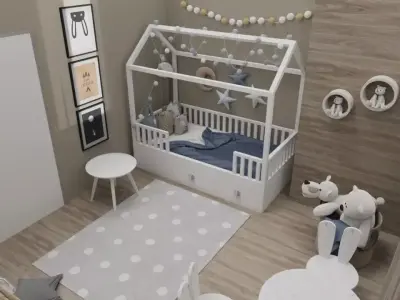 Childrens Room Low-poly 3D model