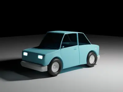 cartoon car modeling Free low-poly 3D model
