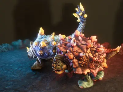 Armored beast Low-poly 3D model