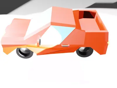 low poly cybertruck orange truck Free low-poly 3D model