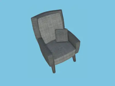 Gray Fabric Armchair Pillow - Furniture Interior Design Free low-poly 3D model