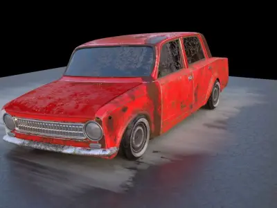 russian car ranked and destroyed  3D model