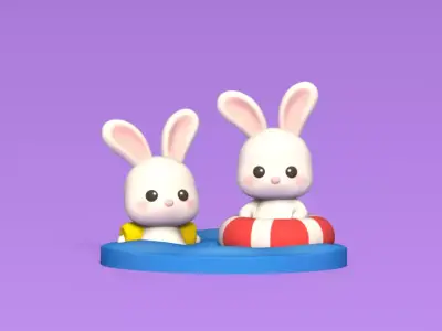 Bunny Swimming 3D print model