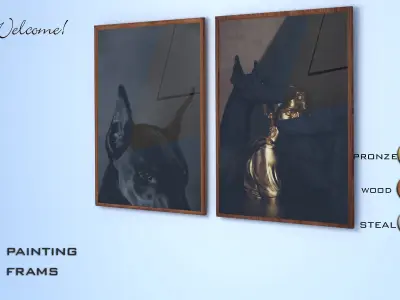 balck dog wall frame 3D model