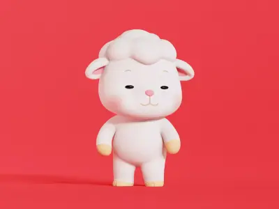 Sheep Cartoon Character Rigged Animated  Chibi Kawaii Low-poly 3D model