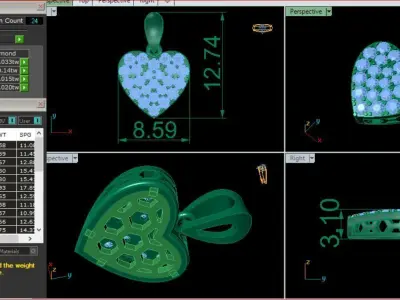 Heart Diamond Pendant Trai Tim 3D print model