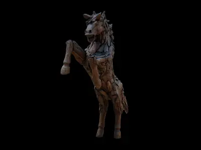 Galloping Driftwood Horse 3D model