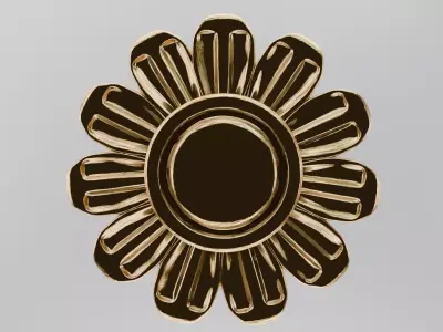 Golden Flower Ornament 3D model