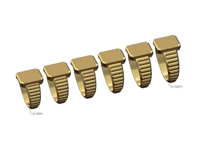 Watch link rectangular tag signet ring US sizes 6to11 3D print model