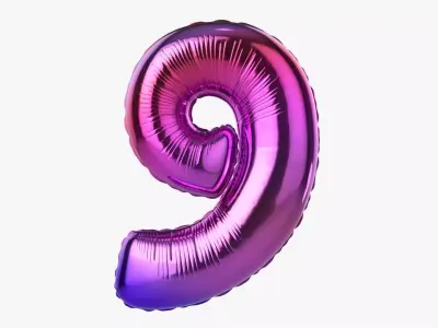 Foil balloon number nine 9 3D model