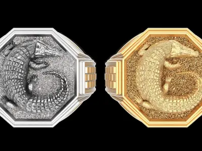 Crocodile Man Ring silver gold printable jewelry 3D print model