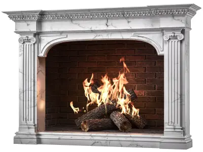 blk wood classical fireplace art 001 3D model