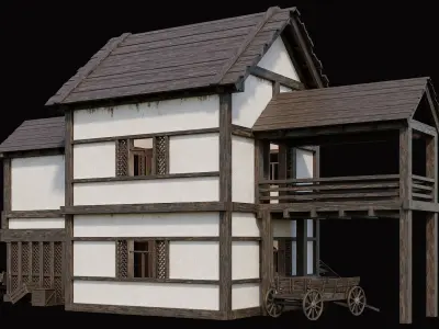 Medieval Village Pack 10 - 4 Assets - 4K Textures Game Ready Low-poly 3D model