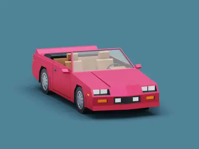 Stylized Cartoon Coupe Convertible Car Low-poly 3D model