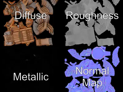 Wooden Totem Pole Model Pack with Intricate Carvings Low-poly 3D model