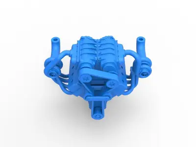 Twin turbo supercharged V8 Engine Version 7 Scale 1 to 25 3D print model