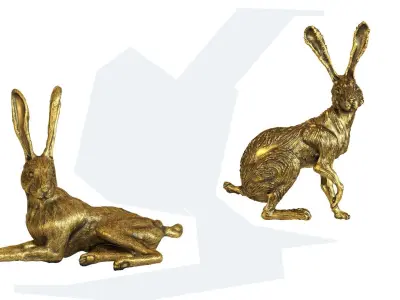 Hares figurine set One 3D model