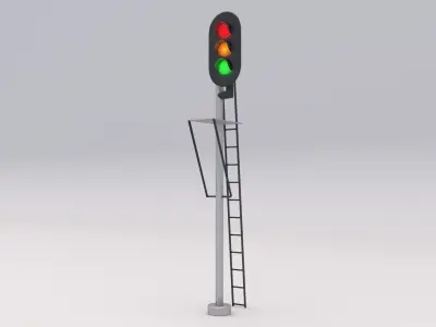 Railway Traffic Light Low-poly 3D model