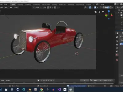CycleKart Old school Car Low Details BLENDER EEVEE Low-poly 3D model