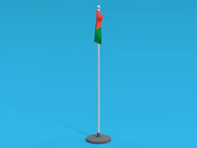Low Poly Seamless Animated Madagascar Flag Low-poly 3D model