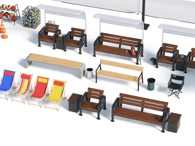 Sports furniture and gates Hq 3D model