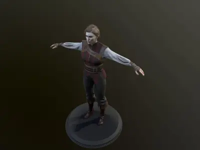 Warrior Girl for Unreal Engine 4 and Unity Gameready  Low-poly 3D model