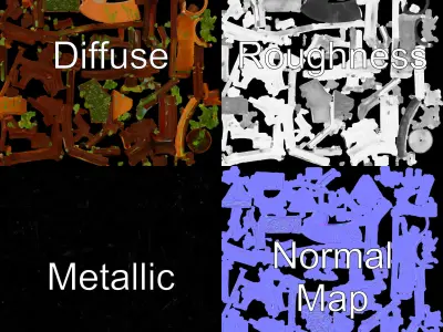 Rustic Metal Plant Stand Model Pack Low-poly 3D model