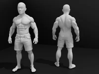 Base Mesh Muscular Male - Game-Animation Ready Low-poly 3D model