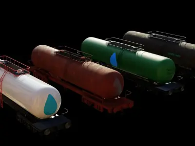 4 wagons complete textures and materials  Low-poly 3D model