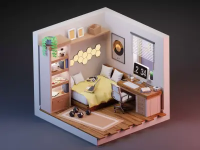 Cozy bedroom 3D model