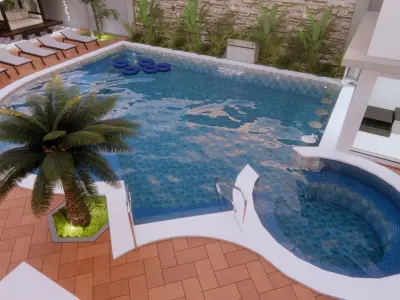Luxurious Pool with Hydrotherapy Low-poly 3D model